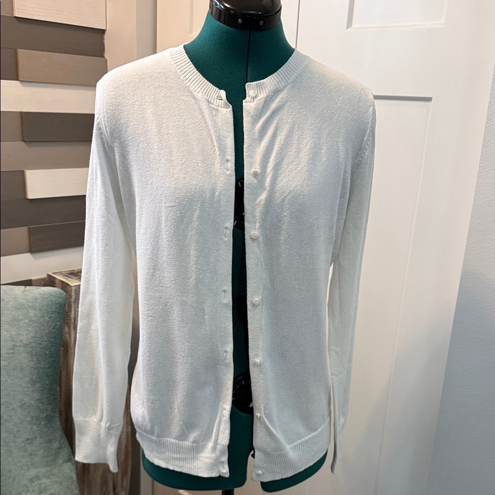 Merona White Knit Cardigan with Pearl Buttons